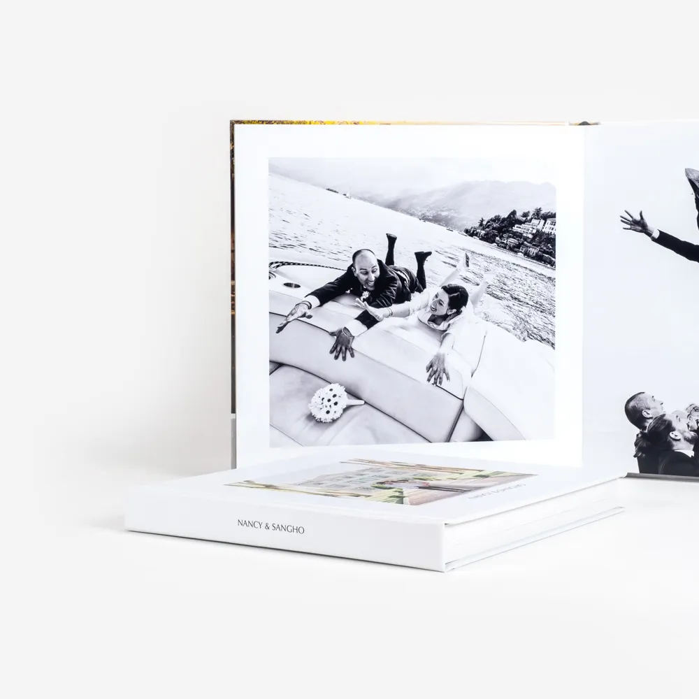 Basic Collection trouwalbum met foto op de cover, detail