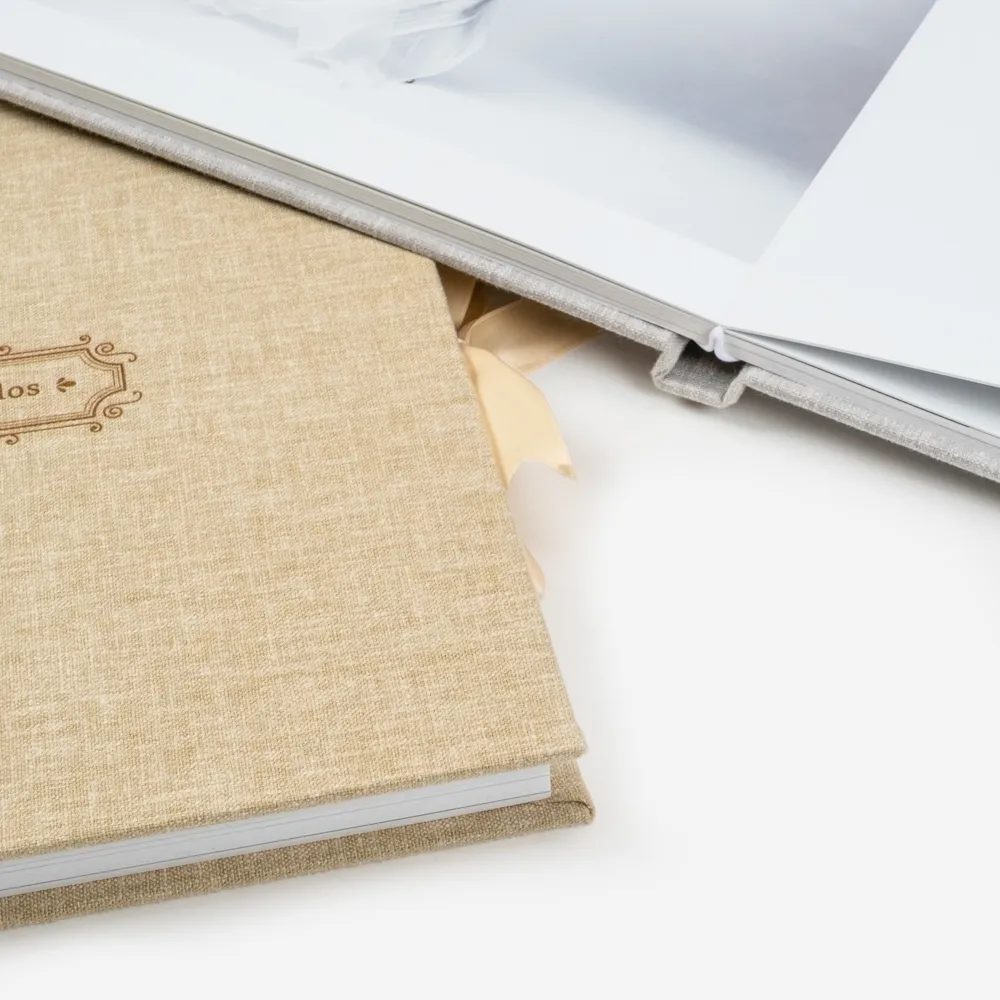 Luxe Linen trouwalbum, detail