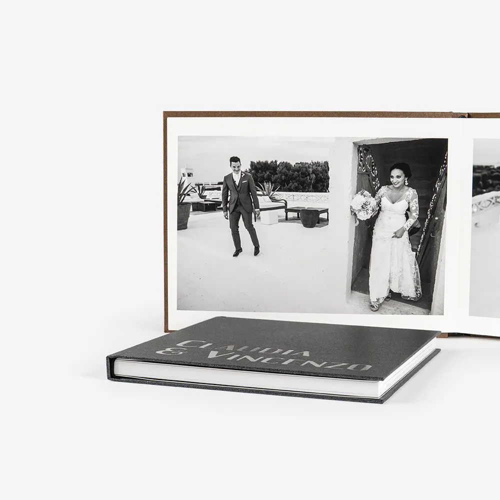 Quarry Collection trouwalbum met stenen cover, detail